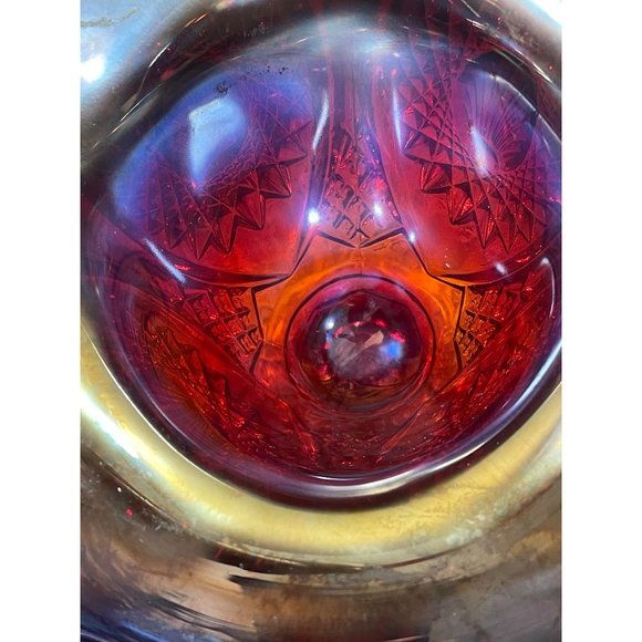 Vintage Indiana Carnival Glass Footed  Basket Iridescent Heirloom Sunset - Picture 10 of 11